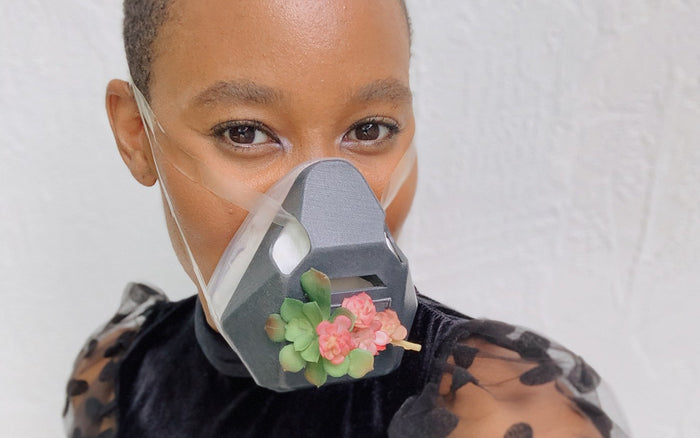 Nathalie Cadet-James wearing OCTO® Respirator Mask Dark